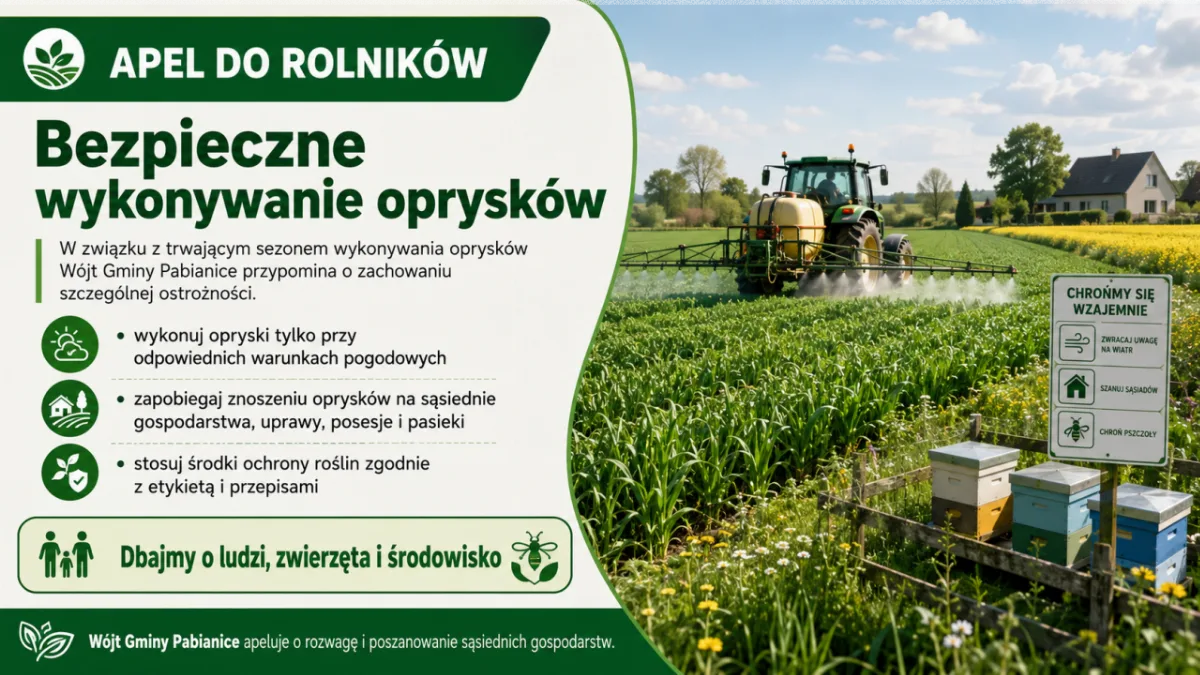 Apel o ostrożność przy wykonywaniu oprysków